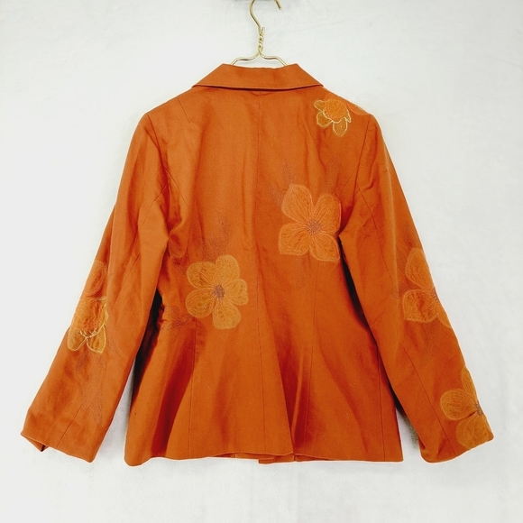 Studio Orange Floral Long Sleeve Collared light jacket linen blend 6086 - Picture 5 of 9